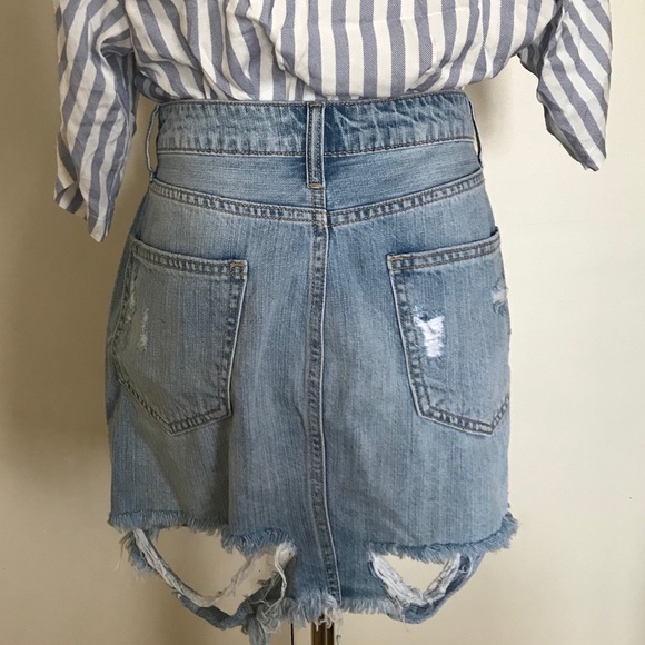 NWT Distressed Denim Mini Skirt - Picture 3 of 4